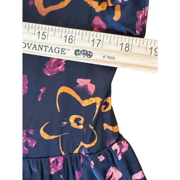 Entro Women's Ruffle Sleeve Floral Dress Black M Tiered Boho Mini Lined - Picture 9 of 13